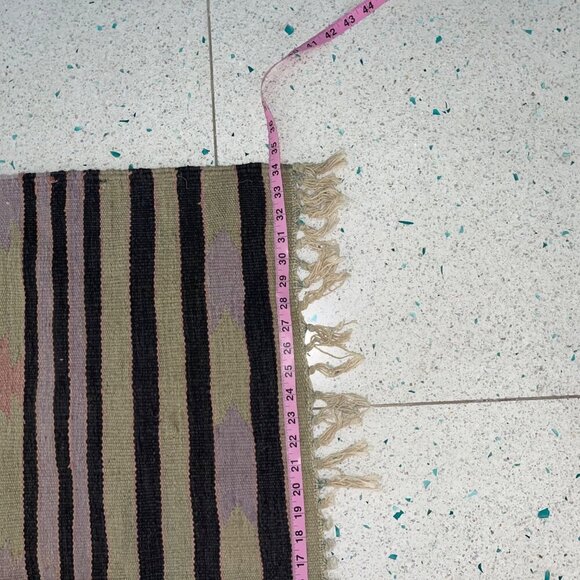 Kilim Floor Rug Tapestry 62 x 34 Multicolor Vegetable Dye Bohemian Geometric - Picture 5 of 7